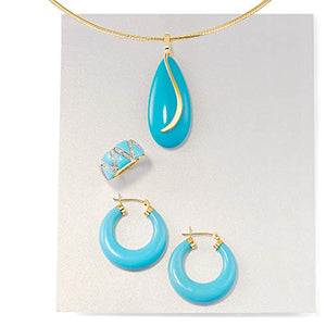 Ross-Simons Turquoise Teardrop Pendant in 14kt Yellow Gold For Women