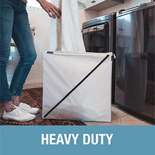 Load image into Gallery viewer, CleverMade Laundry Hamper Collapsible Sorter Basket - Freestanding Foldable Tall Clothes Storage Bin with Premium Handles for Kids Room, Nursery, Bathroom, Bedroom, and Closet; Cream
