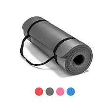 Load image into Gallery viewer, LOKATSE HOME Thick NBR Yoga Mat High Density Non-Slip Exercise Mat with Carrying Strap for Exercise Yoga and Pilates, 72 x 24 Inches, Gray
