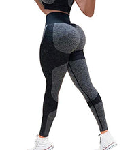 Load image into Gallery viewer, KIWI RATA Women's High Waist Active Seamless Compression Fitness Leggings Running Workout Slim Butt Lift Yoga Pants (#1 Heart Booty Black, Medium)
