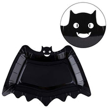 Load image into Gallery viewer, Elcoho 50 Pieces Halloween Bat Paper Plates Disposable Plates Dinnerware Plates Halloween Paper Tableware for Halloween Party
