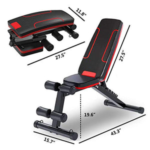 HOLATO Adjustable Weight Bench for Full Body Workout ,Foldable Workout Bench Home Gym Weightlifting and Strength Training,Multi-Purpose Sit up Bench Portable Exercise Bench