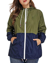Load image into Gallery viewer, Women&#39;s Waterproof Raincoat Outdoor Hooded Rain Jacket Windbreaker Army Green XXL
