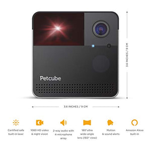 [New 2020] Petcube Play 2 Wi-Fi Pet Camera with Laser Toy & Alexa Built-In, for Cats & Dogs. 1080P HD Video, 160° Full-Room View, 2-Way Audio, Sound/Motion Alerts, Night Vision, Pet Monitoring App