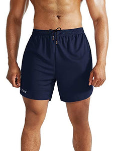 Neleus Men's 2 in 1 Running Shorts with Liner,Dry Fit Workout Shorts with Pockets,6070,2 Pack,Black/Navy Blue,US XL,EU 2XL