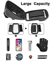 Load image into Gallery viewer, ROCKBROS Bike Phone Mount Bag Bike Front Frame Handlebar Bag Waterproof Bike Phone Holder Case Bicycle Accessories Pouch Sensitive Touch Screen Compatible with iPhone 11 XS Max XR 8 Plus Below 6.5"
