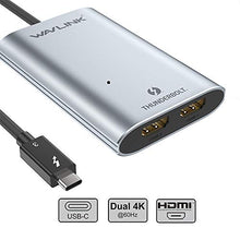 Load image into Gallery viewer, WAVLINK Thunderbolt 3 to Dual HDMI Display Adapter 4K@60Hz, Thunderbolt 3 up to 40Gbps to Dual Monitor HDMI 2.0 Video Converter Compatible with 2016 above MacBook Pro and Some Windows, Plug &amp; Play
