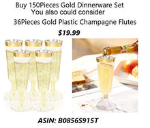 Load image into Gallery viewer, WDF 30Guest Gold Plastic Plates &amp; Disposable Gold Plastic Silverware With White Handle- Baroque White&amp;Gold Plastic Dinnerware for Upscale Wedding &amp;Parties
