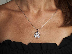 Valknut Viking Odin Knot Sterling Silver Pendant Necklace for Men Women Celtic Nordic Pagan Jewelry Norse Mythology Warrior Symbol Amulet Talisman Handmade