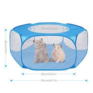 Ruiqas Pet Playpen Pet Cage Tent,Portable Small Animal Fence Cage Tent with Zippered Cover.(Blue120cm)