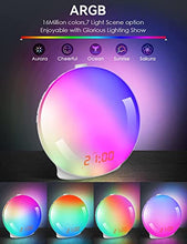 Load image into Gallery viewer, Sunrise Alarm Clock, Wake Up Light Full Screen, Fluent Color No Shadow, 320 Lux Sunrise Simulation, Digital Alarm Clock for Bedrooms Radio Heavy Sleepers Adults Kids, 8 Nature Sounds &amp; Snooze(1Pack)
