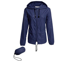 Load image into Gallery viewer, Hount Women&#39;s Lightweight Hooded Raincoat Waterproof Packable Windbreaker Jacket (L, Navy Blue)
