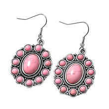 Load image into Gallery viewer, Shop LC Jewelry Set Pink Howlite Flower Earrings Bracelet Pendant Necklace for Women Stainless Steel Size 26"
