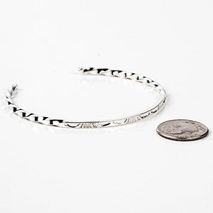 Tskies Sterling Silver Navajo Bracelet for Women Hand Stamped Twisted Cuff Native American Made