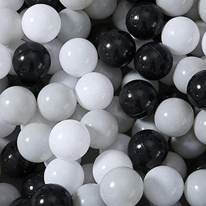STARBOLO Ball Pit Balls - 100 pcs Plastic Play Pit Balls Crawl Balls with Color Black, Grey, White for Baby Kids Playpen Pool Tub Toy, 2.2 Inch.