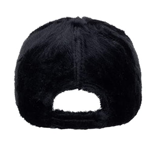 BCDlily Women Faux Fur Winter Baseball Caps Outdoor Casual Fluffy Warm Baseball Hat (Black)