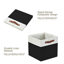 Load image into Gallery viewer, DECOMOMO Foldable Storage Bin [4-Pack] Collapsible Sturdy Cationic Fabric Storage Basket Cube W/Handles for Organizing Shelf Nursery (Black &amp; White, 12 x 12 x 12 x 12)
