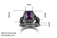 Load image into Gallery viewer, Double Fair Black Gold Plated Amethyst Crystal Ring Set Paved with Cubic Zircon (DWR480) (9)
