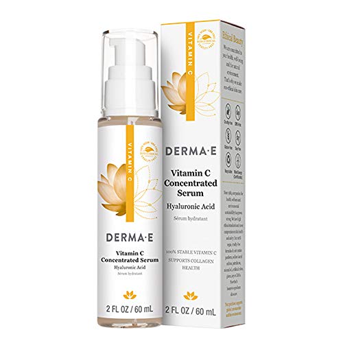 DERMA E Vitamin C Concentrated Serum with Hyaluronic Acid, Antioxidant Protection, Boots Hydration, Anti-Aging Properties, 2oz