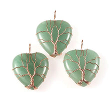 Load image into Gallery viewer, Top Plaza Natural Green Aventurine Healing Crystals Necklace Tree of Life Wire Wrapped Stone Heart Pendant Necklaces Reiki Quartz Jewelry for Womens Girls Ladies
