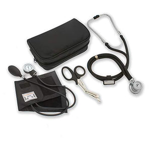 ASATechmed Nurse Starter Kit Stethoscope Blood Pressure Monitor and More - 18 Pieces Total (Black)