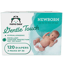 Load image into Gallery viewer, Amazon Brand - Mama Bear Gentle Touch Diapers, Hypoallergenic, Newborn, 120 Count (4 packs of 30)
