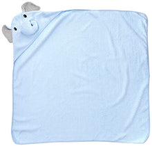 Load image into Gallery viewer, Hudson Baby Unisex Baby Cotton Animal Face Hooded Towel, Light Blue Elephant, One Size
