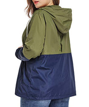 Load image into Gallery viewer, Women&#39;s Waterproof Raincoat Outdoor Hooded Rain Jacket Windbreaker Army Green XXL
