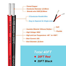 Load image into Gallery viewer, 10awg Silicone Electrical Wire 2 Conductor Parallel Wire line 40ft [Black 20ft Red 20ft] 10 Gauge Soft and Flexible Hook Up Oxygen Free Strands Tinned Copper Wire
