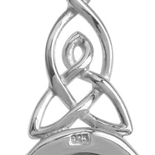 Load image into Gallery viewer, Silvershake 6mm Natural Moonstone 925 Sterling Silver Triquetra Celtic Knot Dangle Hook Earrings (11 by 16 Inch Excluding Hook)
