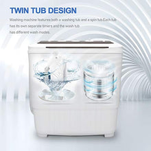 Load image into Gallery viewer, 2020 latest Portable Washing Machine, KUPPET 16.5lbs Compact Twin Tub Wash&amp;Spin Combo for Apartment, Dorms, RVs, Camping and More, White&amp;Brown
