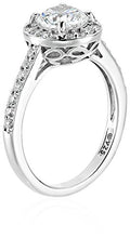 Load image into Gallery viewer, Platinum-Plated Sterling Silver Round-Cut Halo Ring made with Swarovski Zirconia, Size 7
