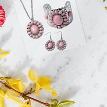 Load image into Gallery viewer, Shop LC Jewelry Set Pink Howlite Flower Earrings Bracelet Pendant Necklace for Women Stainless Steel Size 26"

