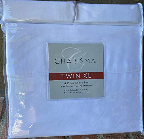 CM Twin XL Extra Long White Microfiber 4 Piece Sheet Set Charisma