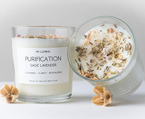 Load image into Gallery viewer, My Lumina Purification Sage Lavender Candle - Smudging Chakra Balancing Healing Candle Natural Soy Wax - White Sage Natural Scented Purifying Candle for Aromatherapy