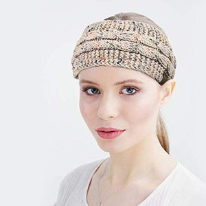 2 Pack Ear Warmer Headband Women Winter Cable Knit Headband Twist Fuzzy Fleece Lined Gifts Stocking Stuffers for Mom