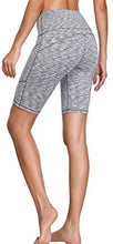 Load image into Gallery viewer, Oalka Women's Yoga Short Side Pockets High Waist Workout Running Shorts Space Dye Camo Grey L
