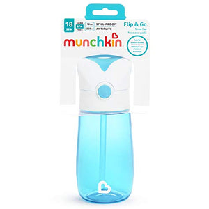 Munchkin Flip and Go Tritan Straw Cup, 12 Ounce, Blue