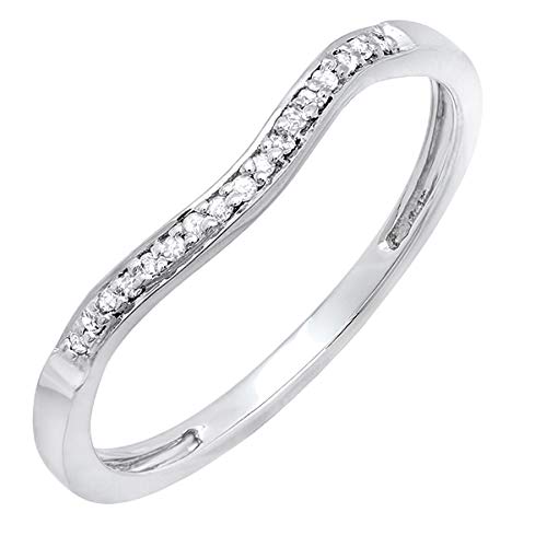 Dazzlingrock Collection 0.10 Carat (ctw) Round White Diamond Ladies Wedding Guard Band Ring 1/10 CT, Sterling Silver, Size 7