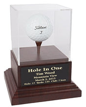Load image into Gallery viewer, Eureka Golf Products Acrylic Hole in One Display with Wood Base (Cherry-Black Plate)

