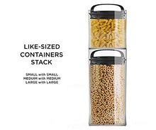 Load image into Gallery viewer, Prepara, Black Gloss handle, Evak Fresh Saver Airless Canister, Glass &amp; Stainless, Small, Medium
