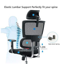 Load image into Gallery viewer, Ticova Ergonomic Office Chair - High Back Desk Chair with Elastic Lumbar Support &amp; Thick Seat Cushion - 140°Reclining &amp; Rocking Mesh Computer Chair with Adjustable Headrest, Armrest
