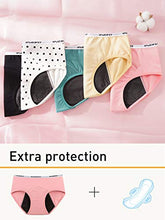 Load image into Gallery viewer, INNERSY Big Girls' Period Panties Menstrual Underwear for First Period Starter 3-Pack(Refreshing Blue Pink Polka Dots,L(12-14 yrs))
