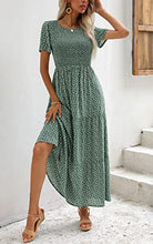 Load image into Gallery viewer, Zattcas Summer Dresses for Women Casual Smocked Beach Short Sleeve Maxi Dress Green M

