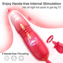 Load image into Gallery viewer, Rose Sex Toy for Womens Sex - 3in1 Upgrade Rose Sex Stimulator for Women with 7 Tongue Licking &amp; 3 Thrusting Vibrator Dildo Adult Sex Toys for Couples G Spot Vibrators Clitoral Nipple Quick Pleasure
