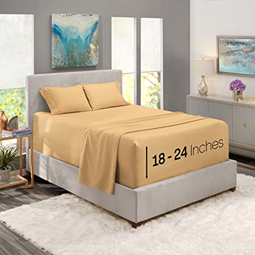 Nestl Full XL Sheets Set - 4 Piece Bed Sheets for Full XL Size Bed, Double Brushed Full XL Size Sheets, Hotel Luxury Taupe Sheets, Extra Soft Bedding Sheets & Pillowcases