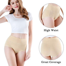 Load image into Gallery viewer, wirarpa Women&#39;s Cotton Underwear Panties High Waisted Full Briefs 4 Pack Ladies No Muffin Top Underpants Beige Size 5, Small
