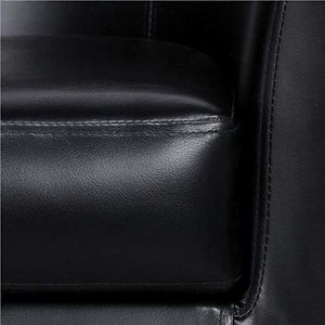 YAHEETECH Accent Chairs Set of 2 Faux Leather Barrel Chair Side Chairs Club Chair for Bedroom Living Reading Room, Black