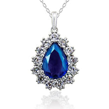 Load image into Gallery viewer, AXA Jewelry Gemstone 925 Sterling Silver Women's Necklace, Blue stone, Fashion Jewelry Pendant Necklaces, Gift
