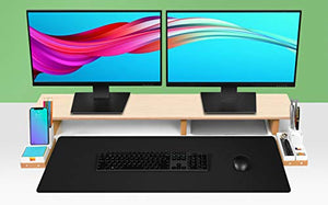 Leather Desk Pad Protector,Mouse Pad,Office Desk Mat,Non-Slip PU Leather Desk Blotter,Laptop Desk Pad,Waterproof Desk Writing Pad for Office and Home (Black,23.6" x 13.7")
